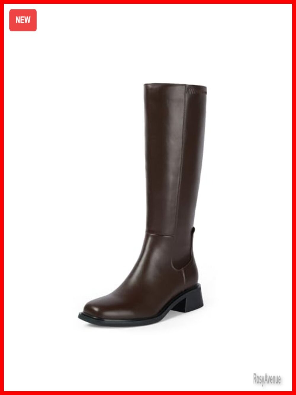 Women's Knee High Boots Low Block Heel Faux Leather Tall Equestrian Boots